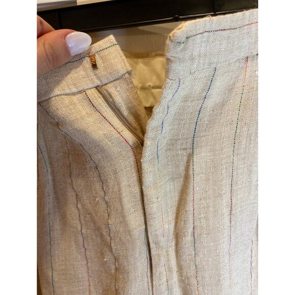 VINTAGE X LORD ISAAC for her Linen Striped Rainbow Pants Beach Large - Picture 4 of 7